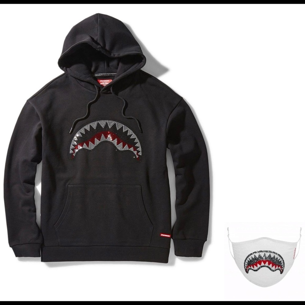 SPRAYGROUND HOODIE TRINITY SHARK size Medium with FACE MASK size Medium